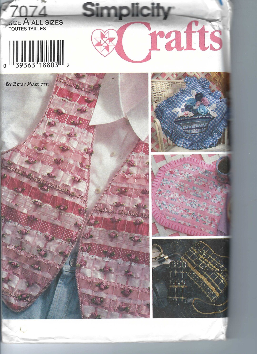 Uncut Simplicity Sewing Pattern 7074 Misses Vest, Place Mat, Pillow ...
