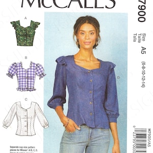 Uncut McCalls Sewing Pattern Pattern M7900 7900 Misses' Tops - Sizes 6-8-10-12-14 14-22 FF