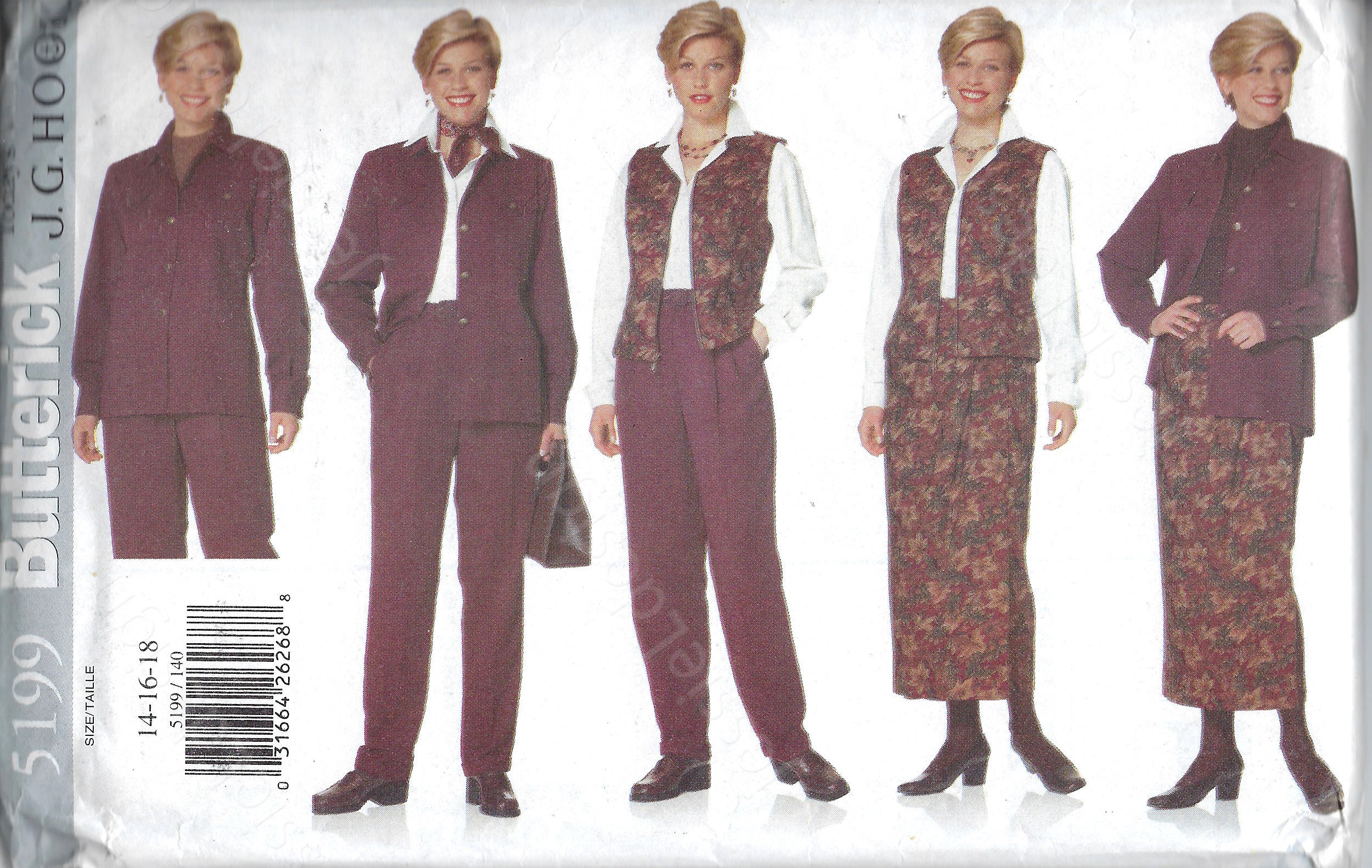 Uncut Vintage Butterick Sewing Pattern 5199 Misses Wardrobe 14-18 ...