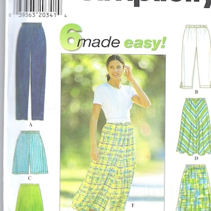 May include: Simplicity sewing pattern 7655 featuring six different garment styles. The pattern includes illustrations of pants, capris, and skirts. The image also shows the text "made easy!"