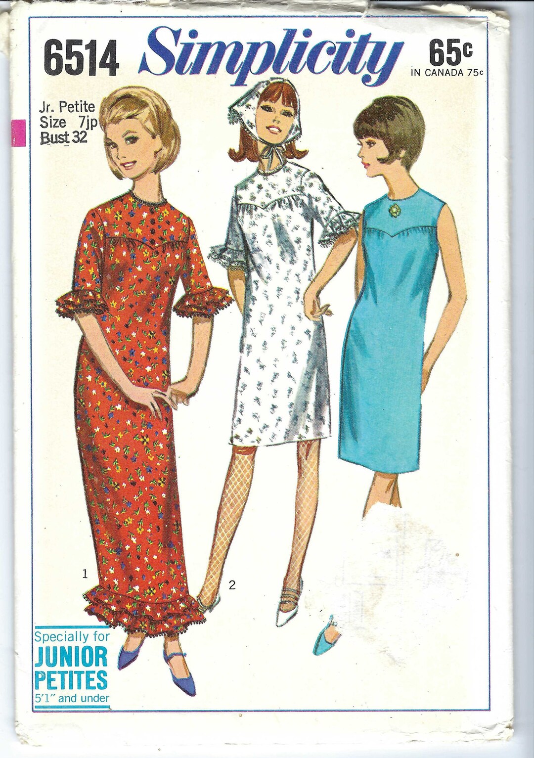 Little Red Simplicity Pattern Uncut Vintage Simplicity Sewing Pattern 6514 Sewing Pattern Junior ...