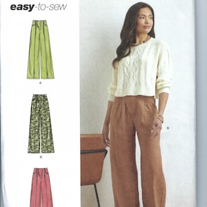 Uncut Simplicity Sewing Pattern Women&#39;s Pants, Wide Leg Pants High Waisted Pants, Pleated Pants 11944 9823, Size 6-14 16-24 FF