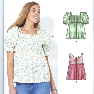 Uncut New Look Sewing Pattern Women&#39;s Tops, Tank Top, Puff Sleeve Tops, Button Front Tops, Ruffle Tops, New Look 6719, Size 8-18 FF