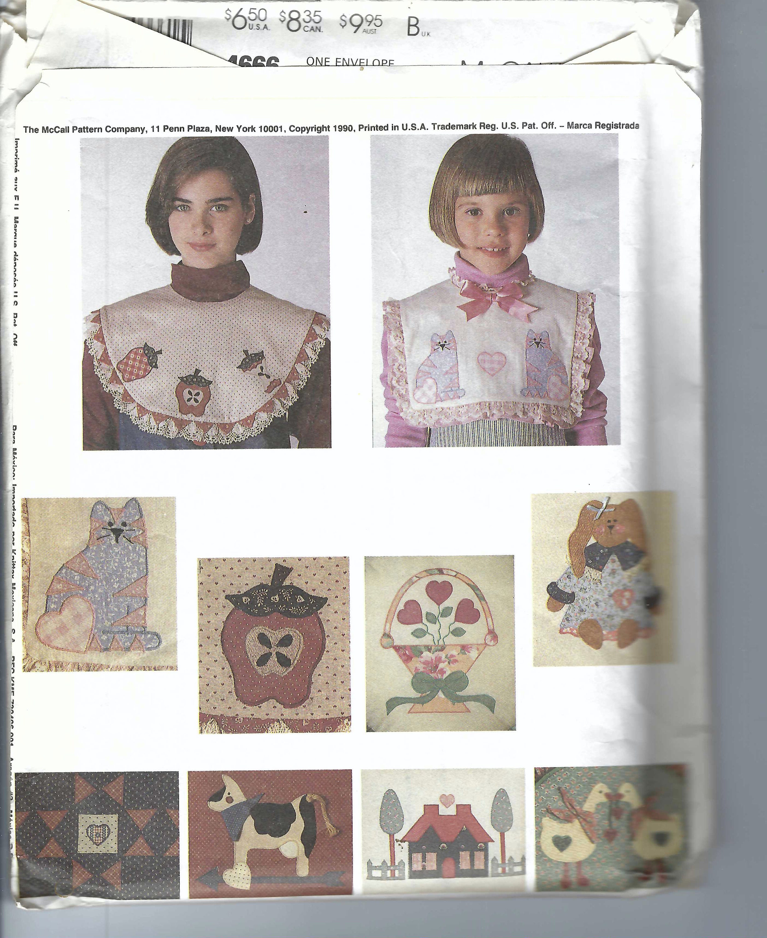 Uncut Vintage Mccalls Sewing Pattern 4666 Appliqués Pattern, Cat, Bunny ...