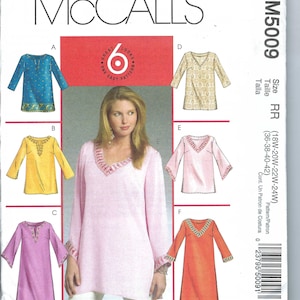 Ongesneden McCalls-naaipatroon 5009 tuniektop dames plus size maat 18-24 26-32 FF