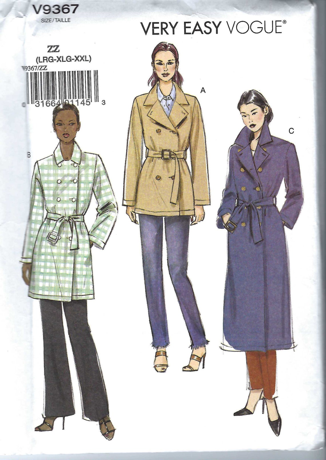Uncut Vogue Sewing Pattern 9367 Very Easy New Womens Raincoat - Etsy