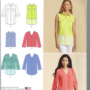 Uncut Simplicity sewing pattern 8053 Sizes 6-14 14-22 Misses&#39; Shirt With Front And Length Variations FF