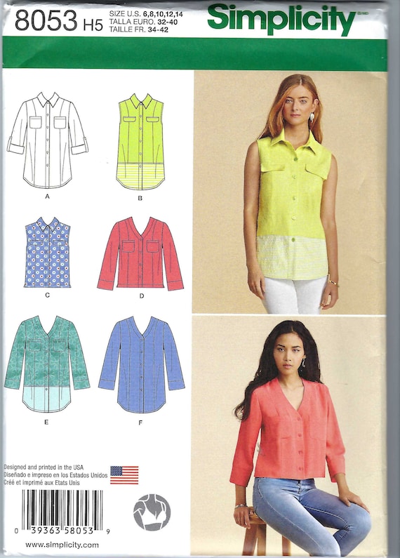 カットされていないシンプリシティ縫製パターン8053サイズ6-14 14-22