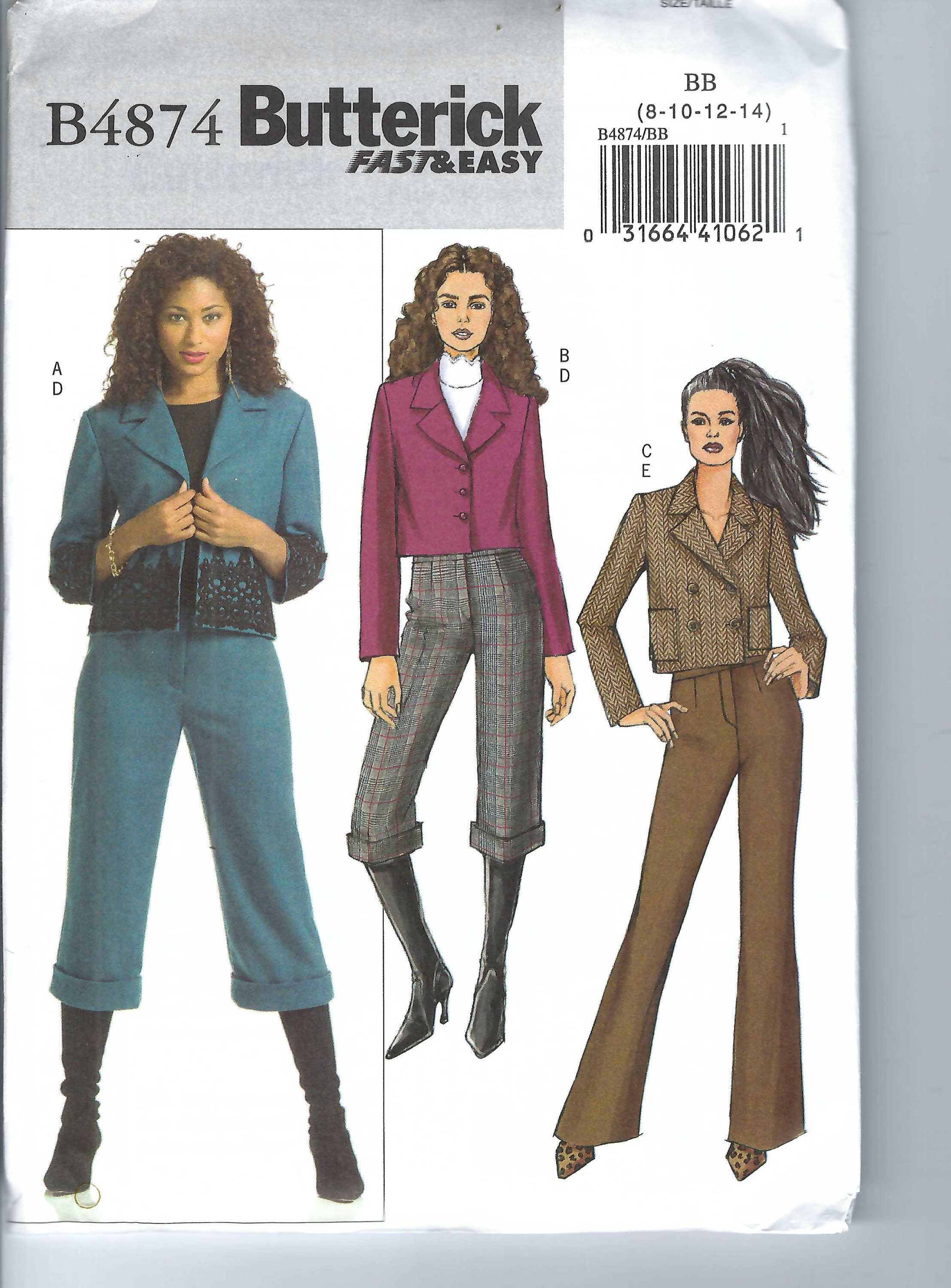 Uncut Butterick Sewing Pattern 4874 Misses' Easy Jacket and Pants ...