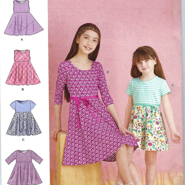 Uncut Simplicity Sewing Pattern 9322 11095 Children's and Girl's Pattern for Pullover Dresses size 3-6 7-14 FF