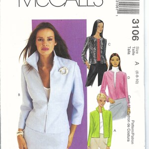 Uncut McCall&#39;s sewing pattern 3106 Lined Jacket Coat Blazer Misses Size 6-8-10 12-14-16 16-18-20 FF