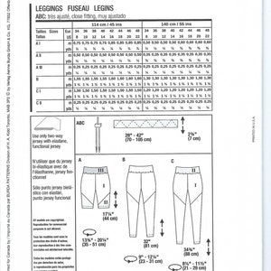 Burda Pattern Sizing Uncut Burda Sewing Pattern Misses' Leggings Burda Style Sewing Pattern ...