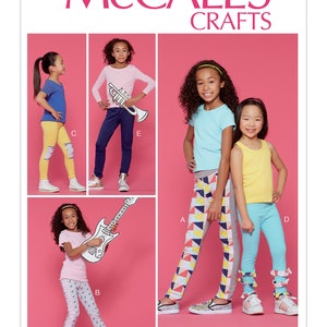 Uncut McCall&#39;s Sewing Pattern 7560 Children&#39;s/Girls&#39; Leggings with Contrast Band and Ruffle Details  size 3-4-5-6 7-14 FF