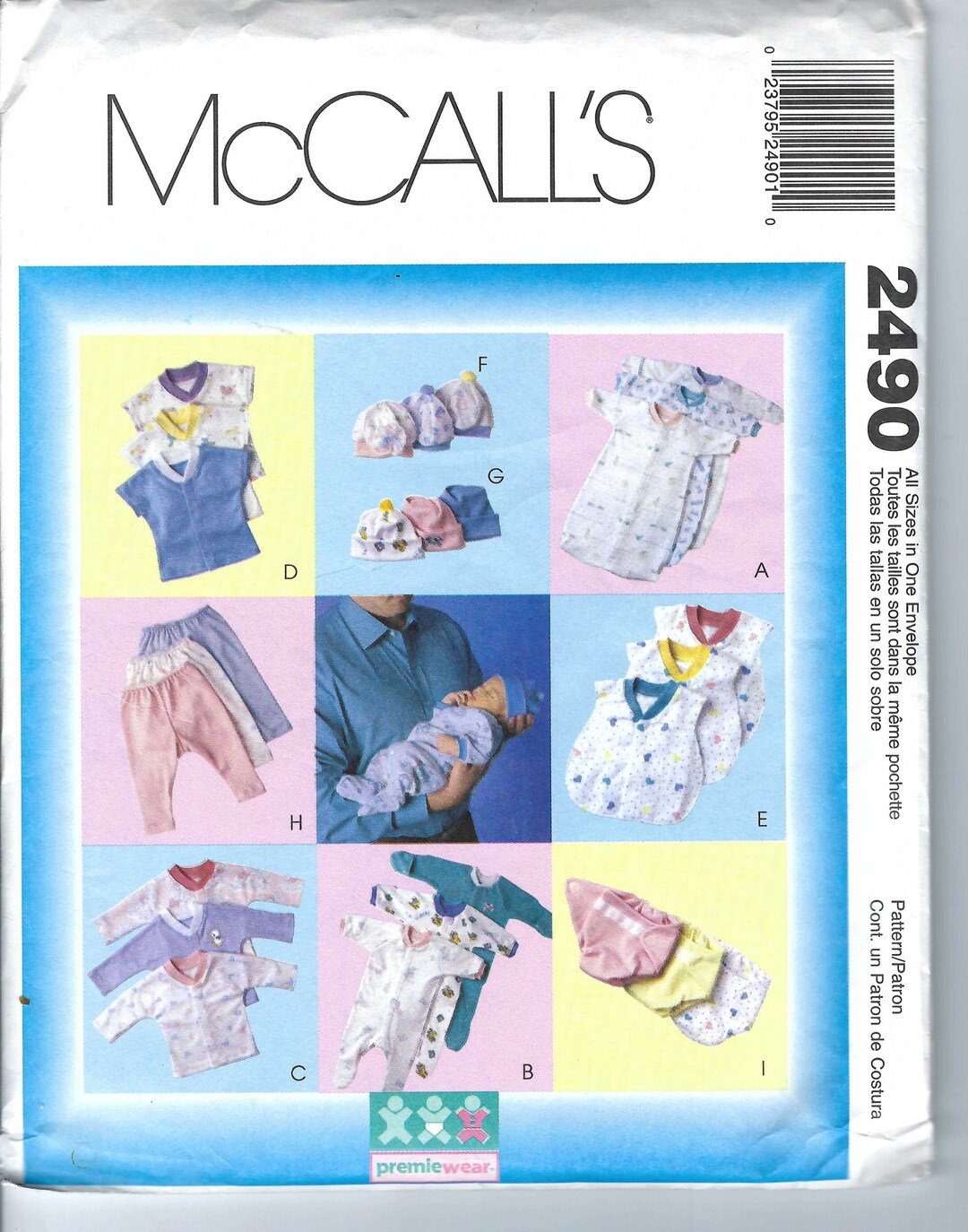 Uncut Vintage Mccalls Sewing Pattern 2490 All Baby Sizes - Preemie ...