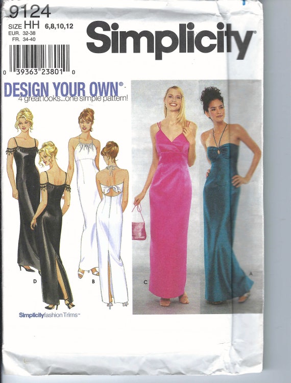 Uncut Simplicity Sewing Pattern Miss Dress Evening Gown 9124 Sz