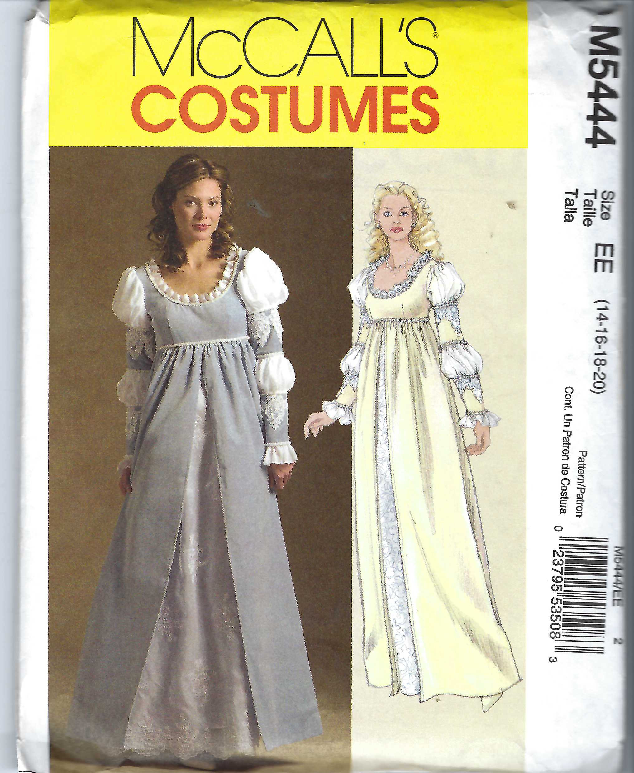UNCUT Mccalls Sewing Pattern 5444 Misses' Renaissance Costume