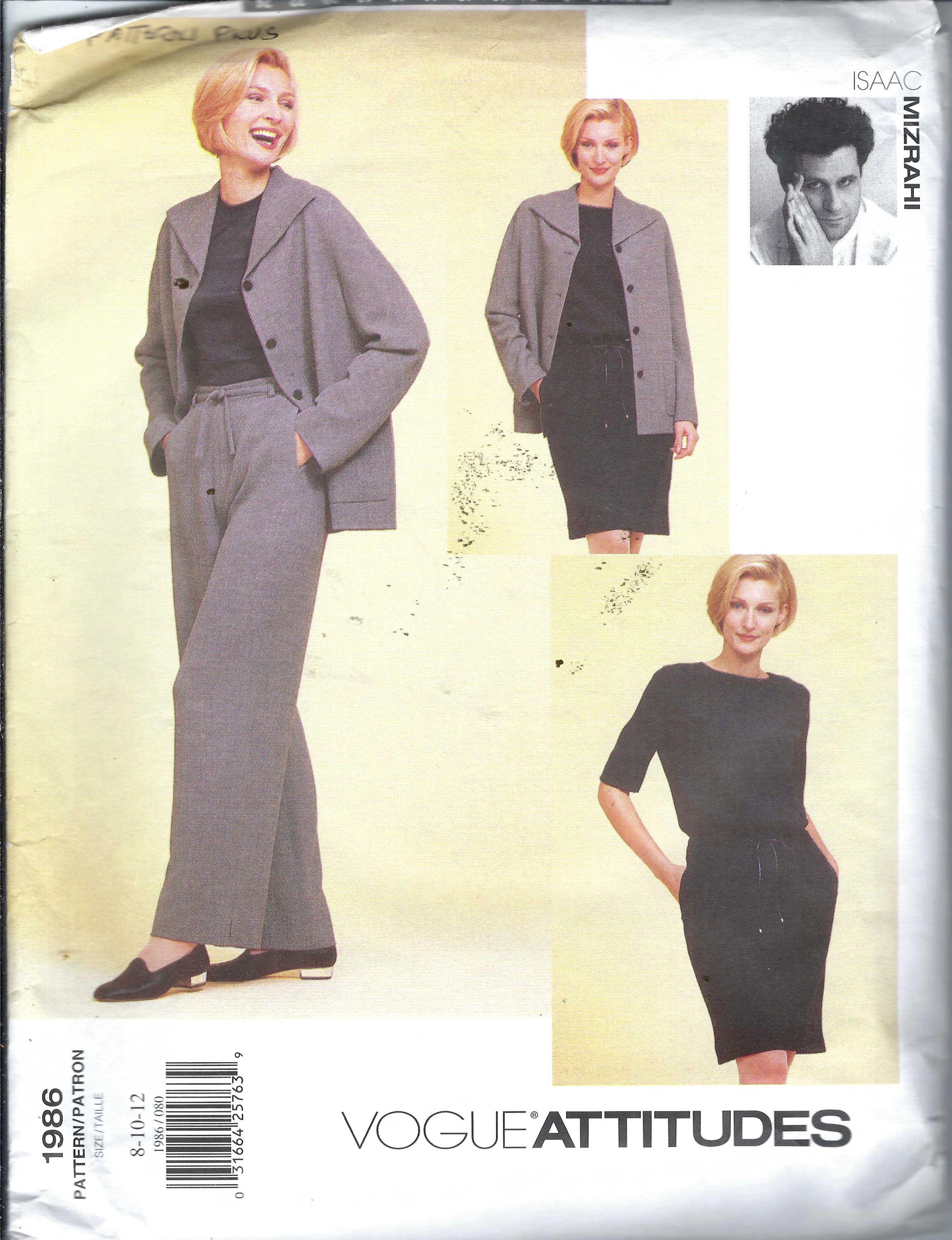Uncut Vogue Sewing Pattern 1986 Isaac Mizrahi Casual Classic Clothes ...