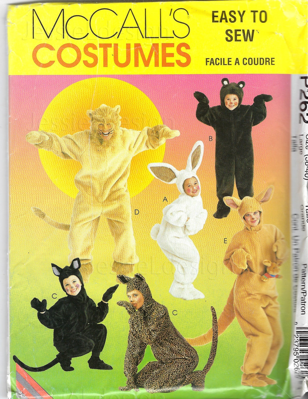 Uncut Mccalls Sew Sewing Pattern 315 433 262 8953 Animal Costumes Bunny ...