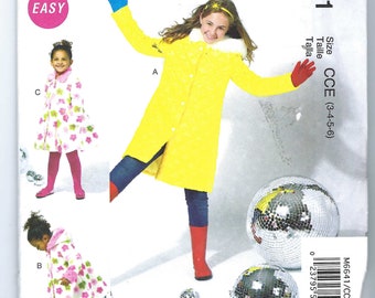 Uncut Mccalls Sewing Pattern 6641 Girls' Lined Coats Sizes 3-4-5-6