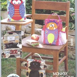 Uncut kwik sewing pattern 3925 Sewing Pattern, Monkey, Monster, & Me Lunch Bags, Owl FF