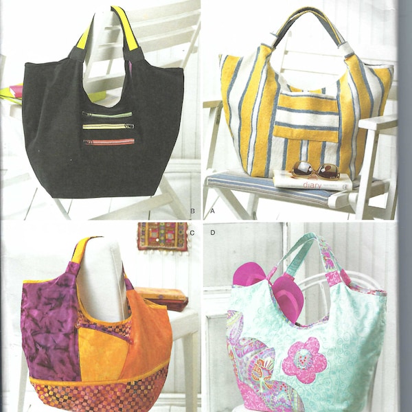 Uncut Simplicity Sewing Pattern 1932 Color Block Handbag Boho Tote Bag Slouchy Purse Misses Women's Fashion Accessories   FF
