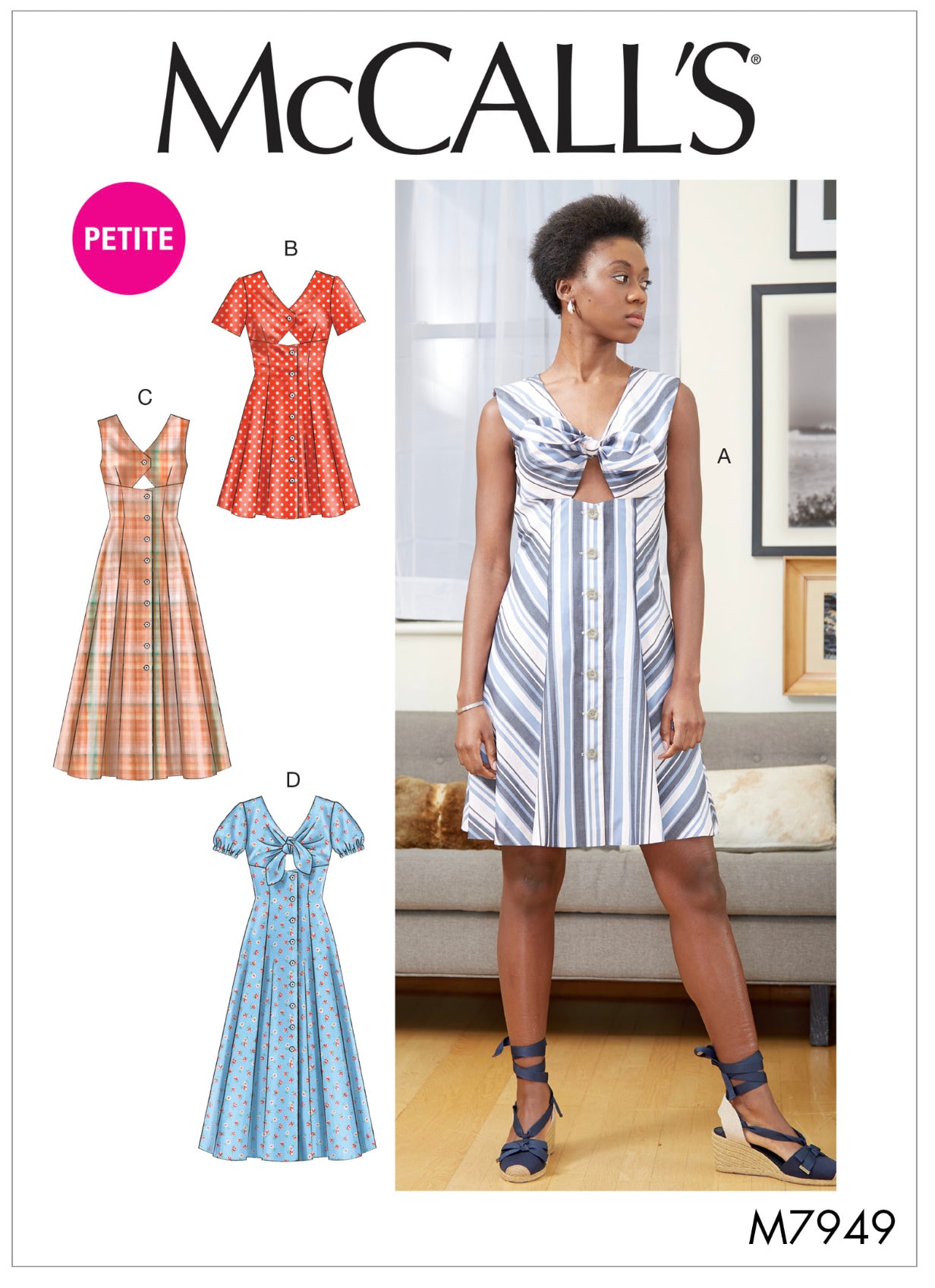 Uncut Mccall's Sewing Pattern 10234 M7949 7949 Dresses Size 6-8-10
