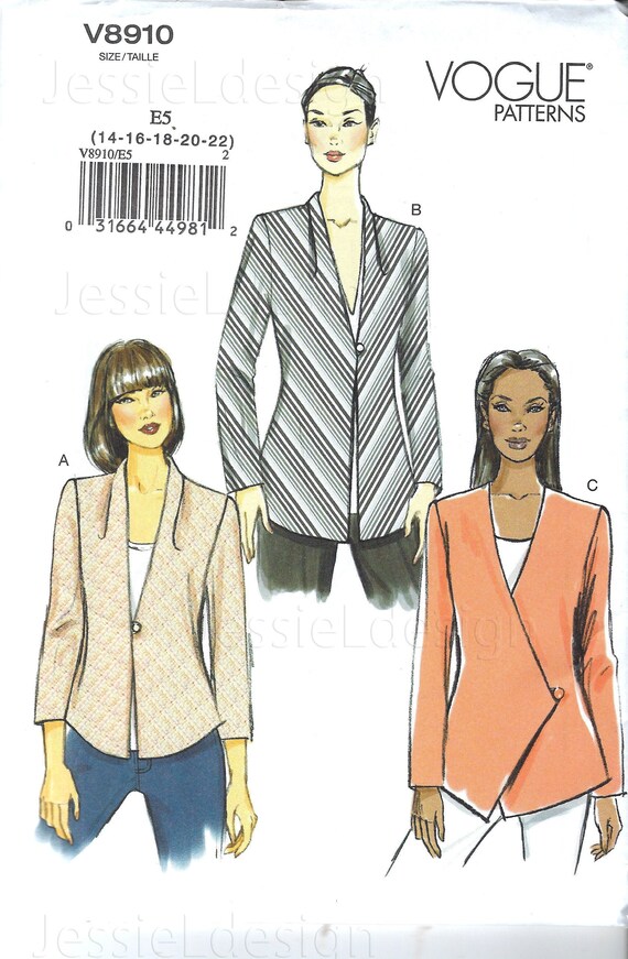 Uncut Vogue Sewing Pattern 8910 Easy Misses Jacket Sizes 6-14 14