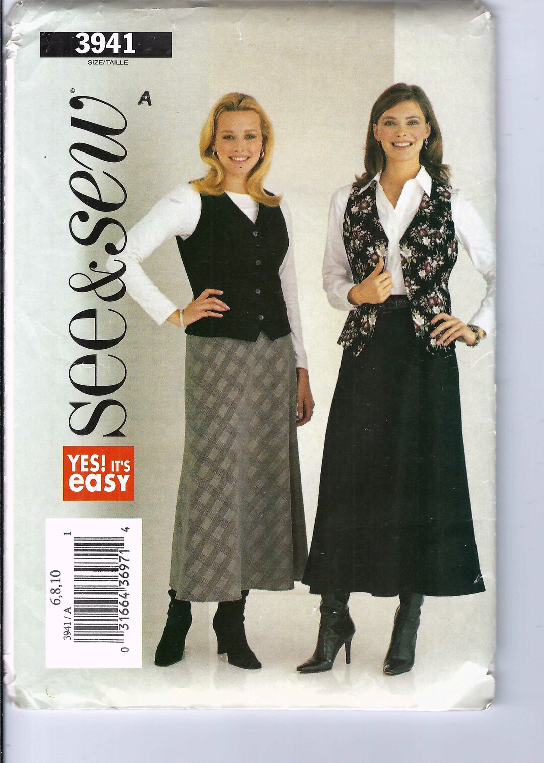 Uncut Butterick Sewing Pattern 3941 Misses Vest Skirt Size 6-8-10 FF - Etsy