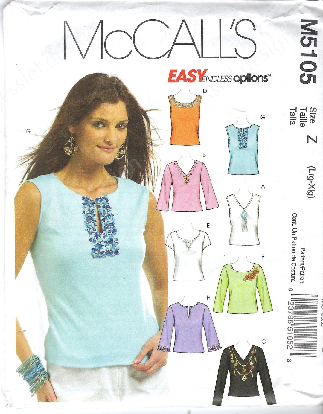 Uncut Mccalls Sewing Pattern 5105 Ladies T Shirt Top Sewing Pattern ...
