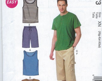 Uncut Mccalls sewing pattern 6973 Men's Tank Tops, T-Shirts and Shorts  Size S-M-L XL-XXL-XXXL Factory Folded