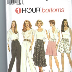 Uncut vintage Simplicity  Sewing Pattern 9873 Misses Bias Skirts Shorts And Pants No Side Seams Pull On 90&#39;s One Hour Size xs-s-m L-xl FF