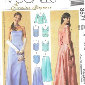 McCalls non tagliato Cucire cartamodello Misses Taglia 6-10,12-14-16 Cartamodello, McCall&#39;s 3571, Eleganza da sera, Abito, Abito, Sposa, Matrimonio FF