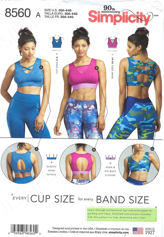Buy Uncut Simplicity Sewing Pattern 8560 Misses' Knit Sports Bra Pattern,  Exercise Bra Pattern, Yoga Bra Fashion Bra Pattern Size 30A-44G FF Online  in India 