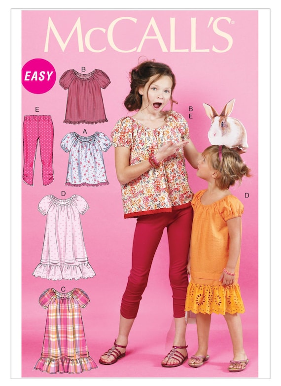 Uncut Children's/girls' Tops, Dresses and Leggings Mccall's Sewing