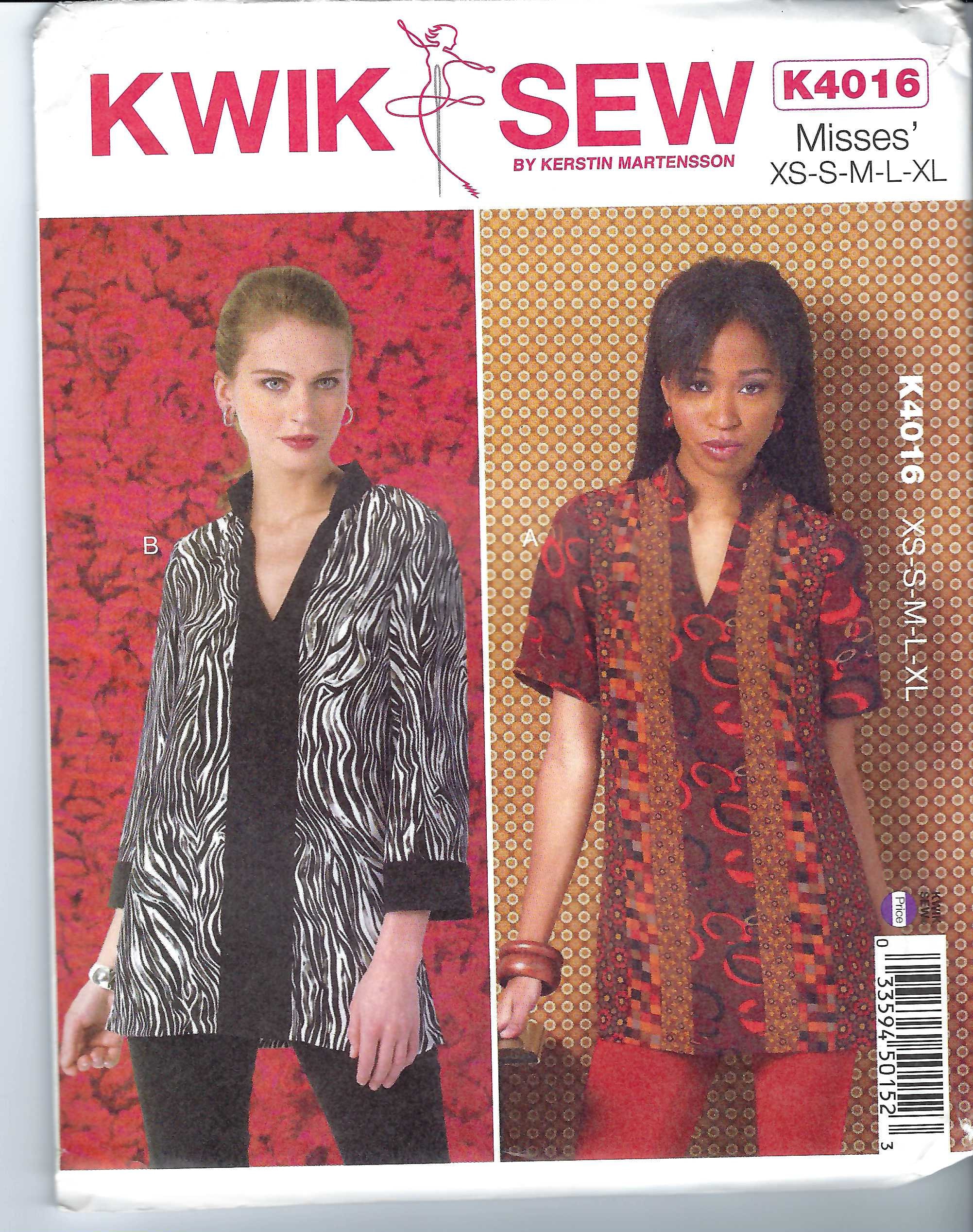 トップス UNKNOWN cut sew Uncut Kwik Sewing Pattern 4016, Misses' Loose-fitting Pullover