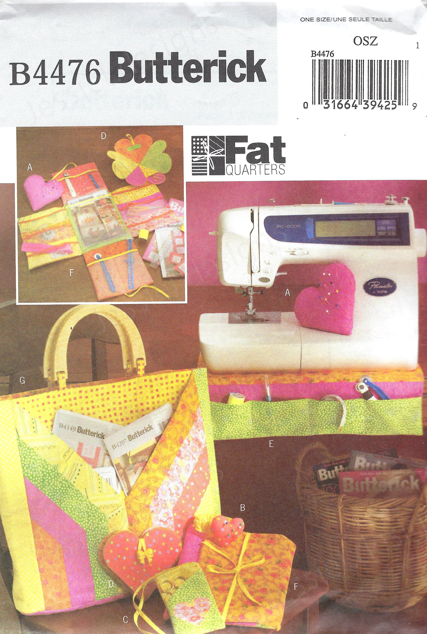 Uncut Butterick Sewing Pattern 177 4476 Fat Quarters Tote Bag ...
