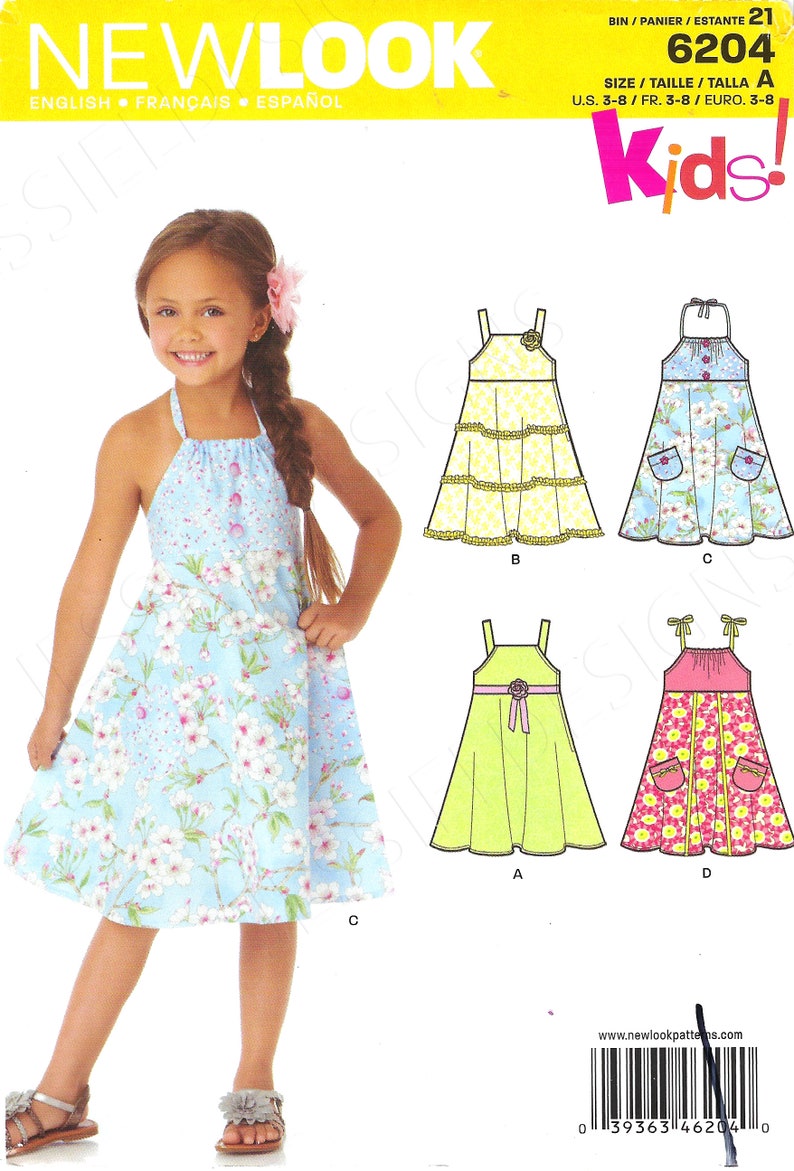 Uncut New Look sewing pattern Children Dress Sizes 3 - 8 Pattern Uncut New Look sewing pattern Children Dress Sizes 3 - 8 Pattern
