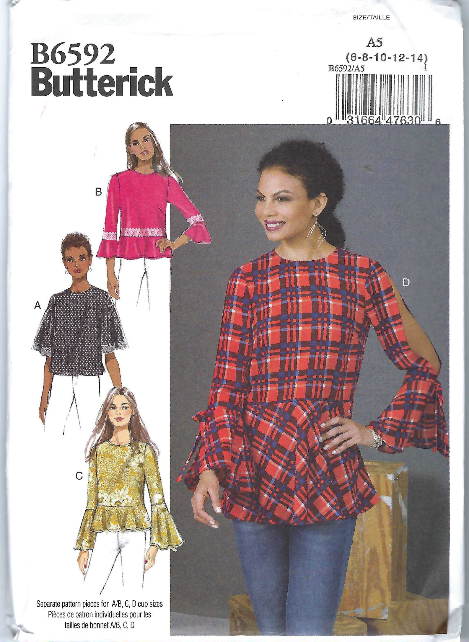 Uncut Butterick Sewing Pattern 6592 Misses Top Fitted Pullover Tops ...