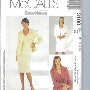 Uncut vintage Mccalls Schnittmuster 3100 Misses gefütterte Jacke und Kleid Größe 8-10-12 FF
