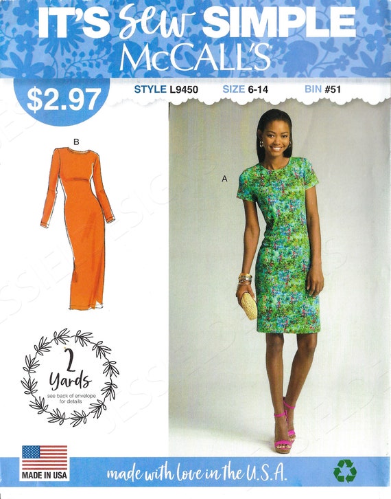 UNCUT Mccalls Sewing Pattern L9450 9450 Misses' Dresses Size 6-14 FF 