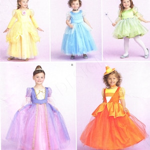 Uncut  simplicity sewing pattern 11587 11164 484 1303 Girl&#39;s Halloween Costume Princess Dress Sewing Pattern, Sizes 1/2-2 3-6 FF
