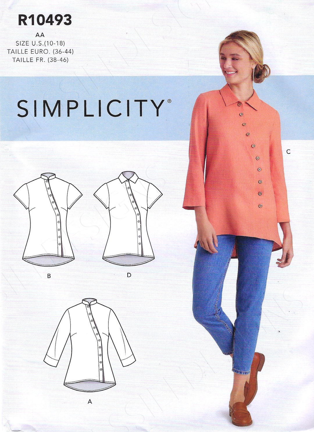 Simplicity R10493 Uncut Simplicity Sewing Pattern 10493 9106 Misses' & Women's Button ...