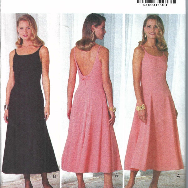 Uncut vintage Butterick sewing pattern 6554 Misses Spaghetti Strap Low Bow Back Summer dress Size 12-14-16 FF