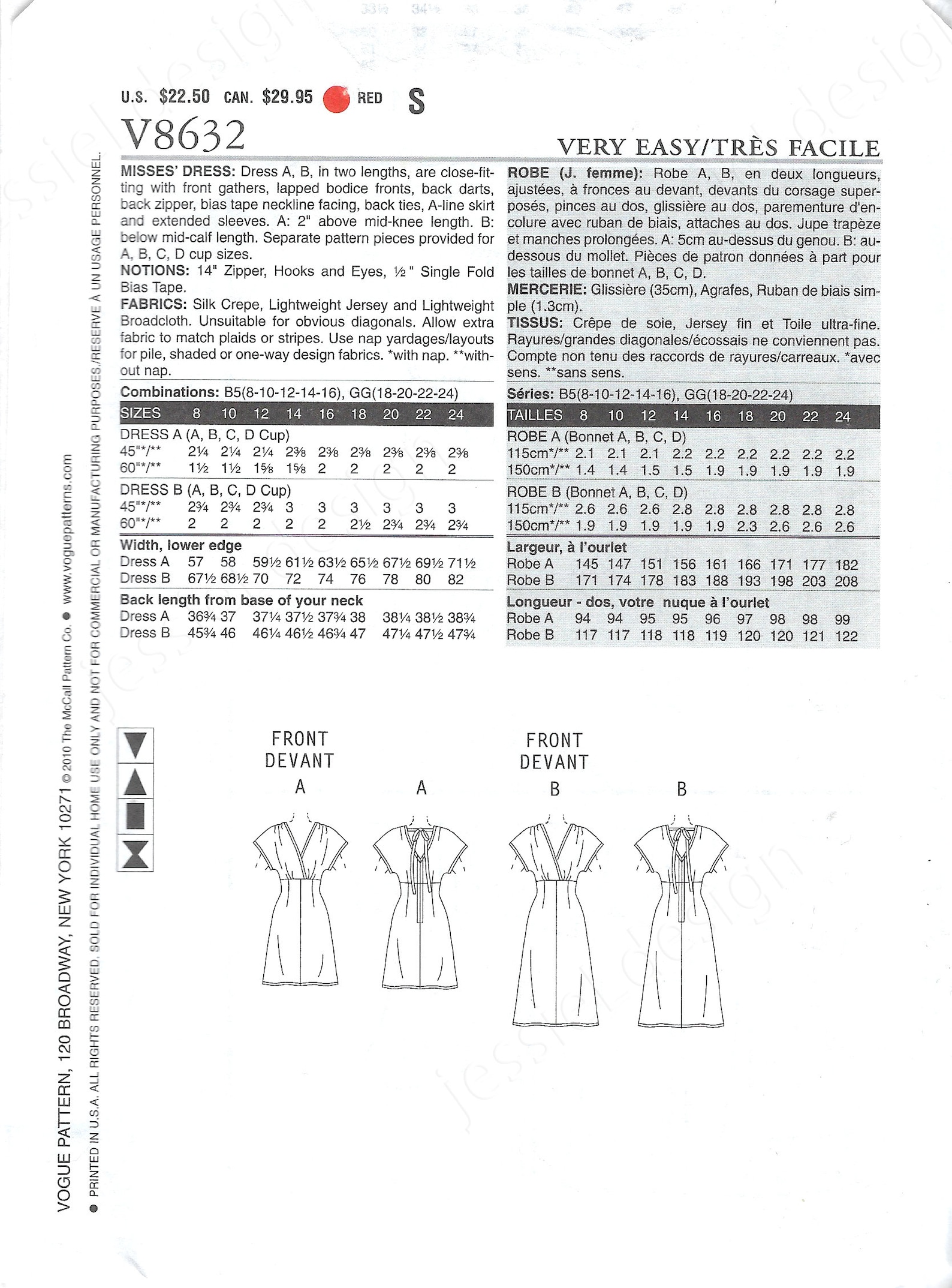 Uncut vogue sewing pattern 8632 sewing pattern size Etsy