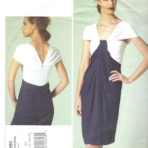 Uncut vogue sewing pattern 1281 Donna Karan Collection Fitting Dress with Pleated Front Drape Sleeves in Stretch Knits Size 6-14 14-22 FF