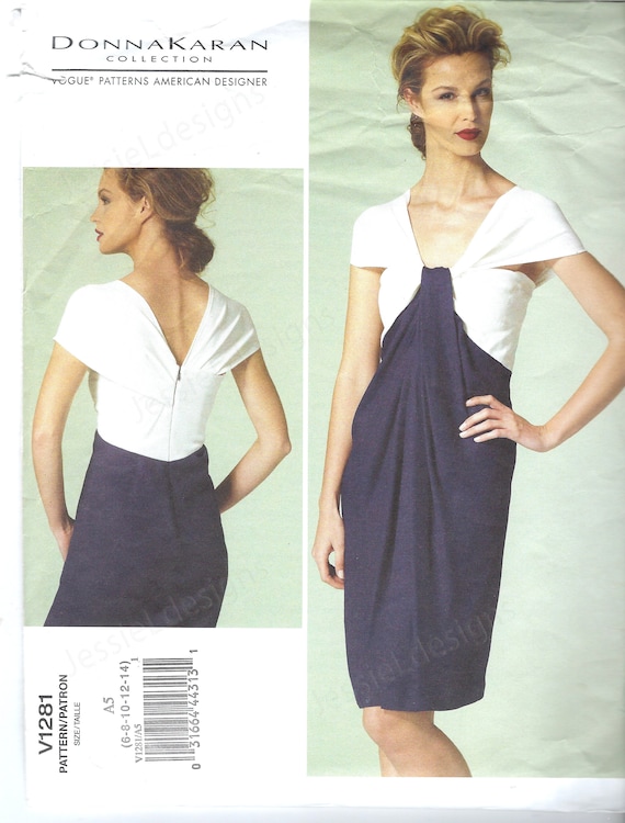 Uncut Vogue Sewing Pattern 1281 Donna Karan Collection Fitting Dress With  Pleated Front Drape Sleeves in Stretch Knits Size 6-14 14-22 FF - Etsy