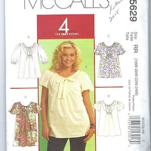 Uncut Mccalls Sewing Pattern 5629 Womens Tunic Tops in 4 Variations ...