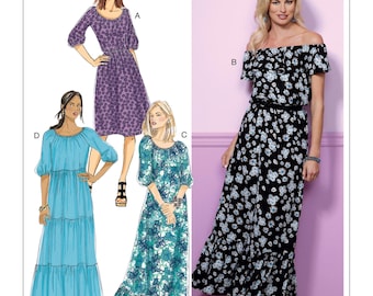 Uncut Butterick Sewing Pattern B6451 6451 Misses&#39; Gathered, Blouson Dresses Size XS-S-M L-XL-Xxl FF