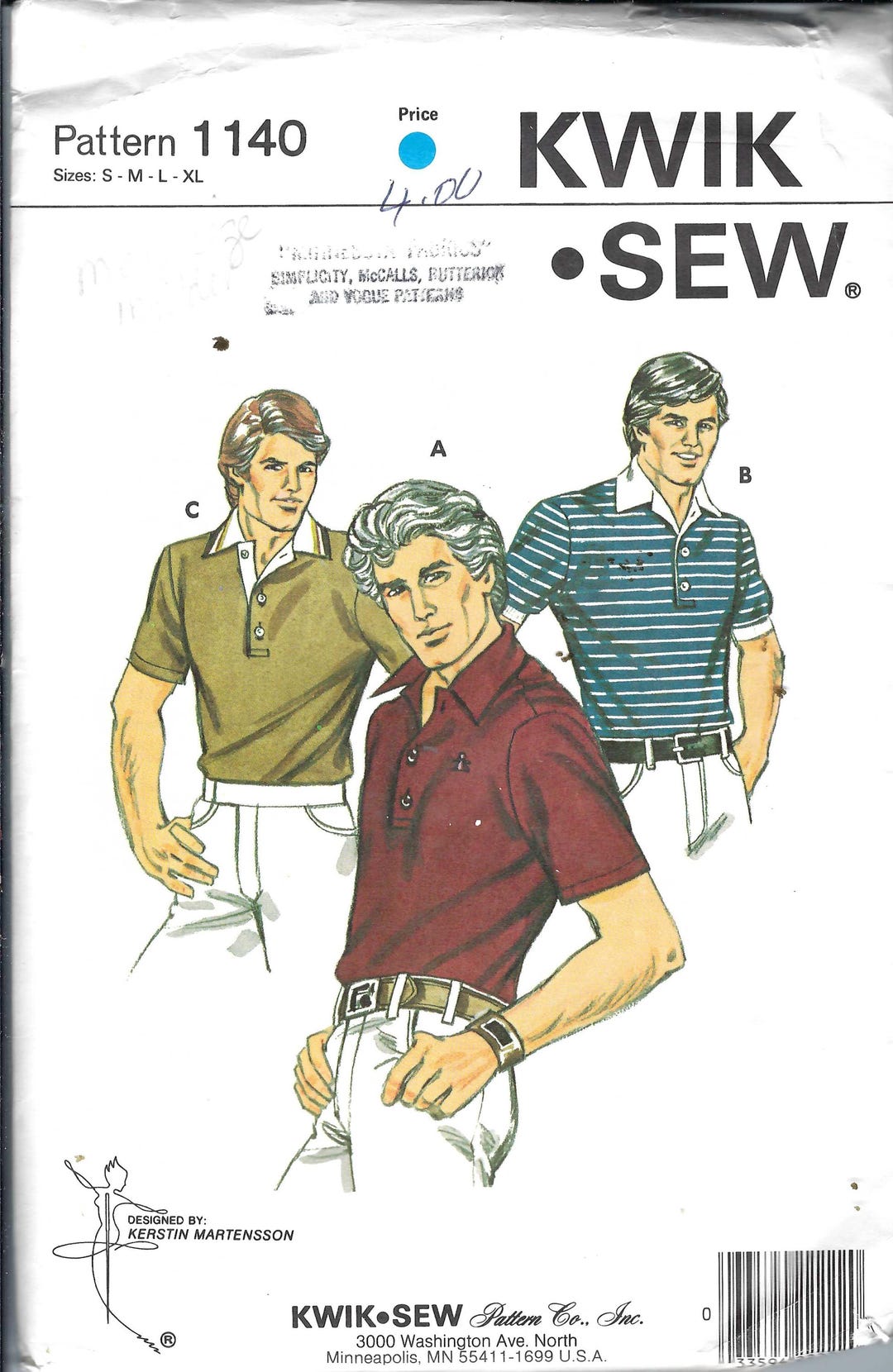 Uncut Kwik Sewing Pattern Sew 1140 Mens Polo Shirt Size S-XL - Etsy