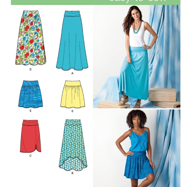 Uncut Simplicity Sewing Pattern 1616 Easy Summer Skirts Yoked Waist Hi Low Hem Misses 8-16 14-22FF